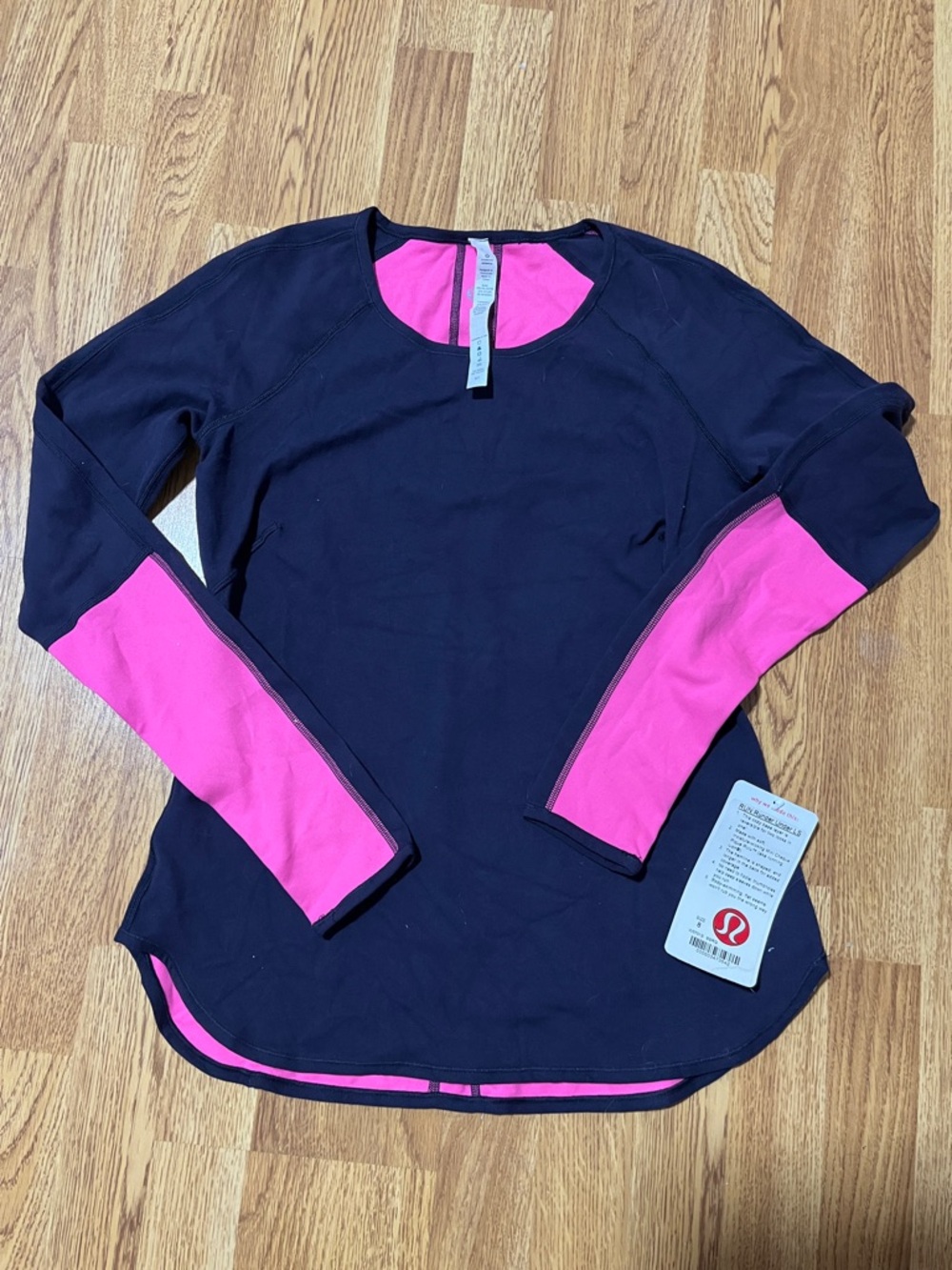 lululemon athletica Black Long Sleeve Top with Pink Panels